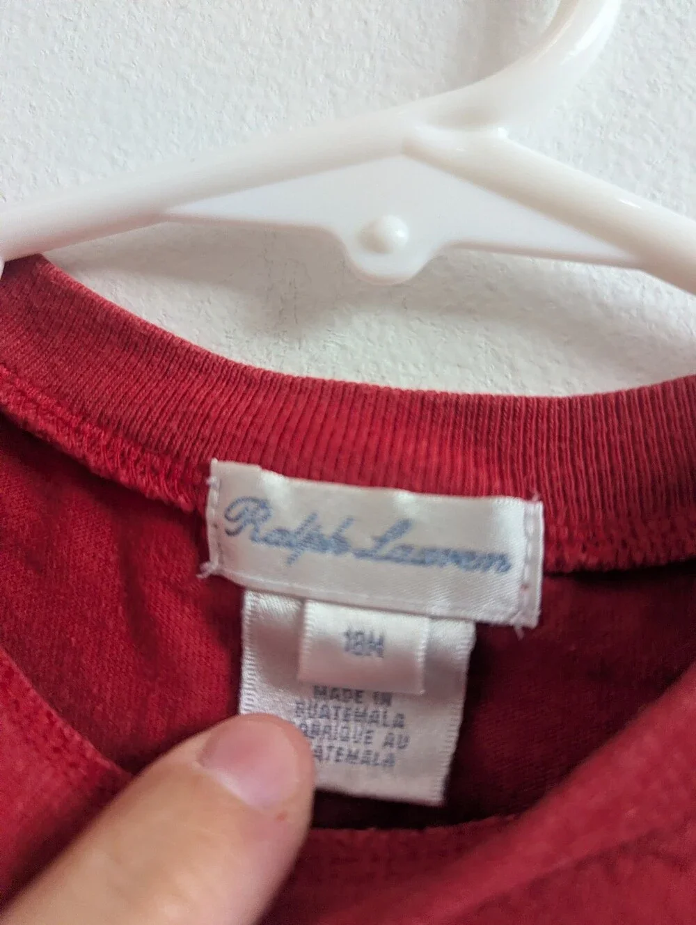Ralph Lauren T-Shirt 18m Boys Red Basic Everyday